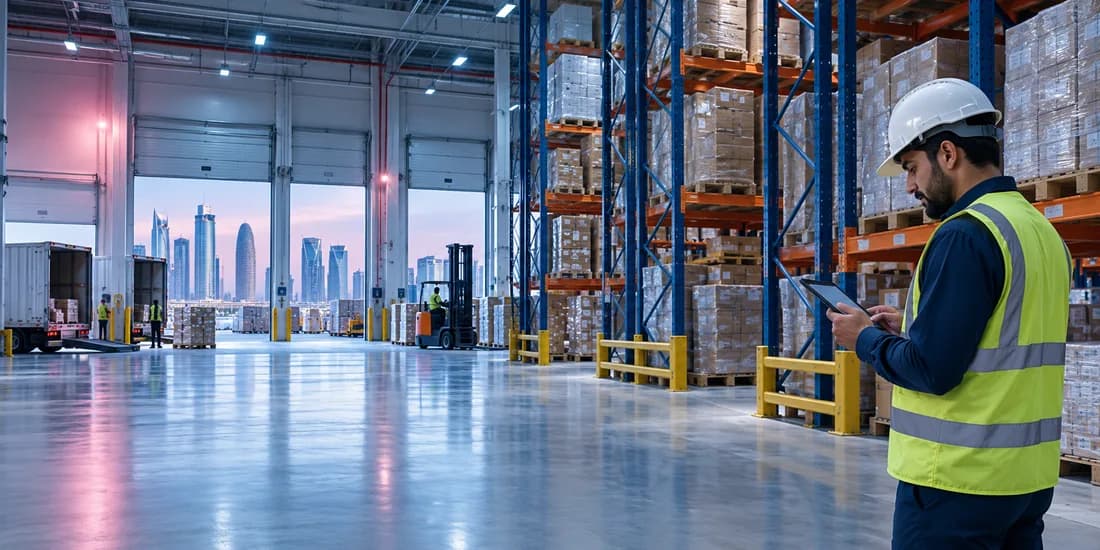 Organised warehouse aisles and a connected dispatch team