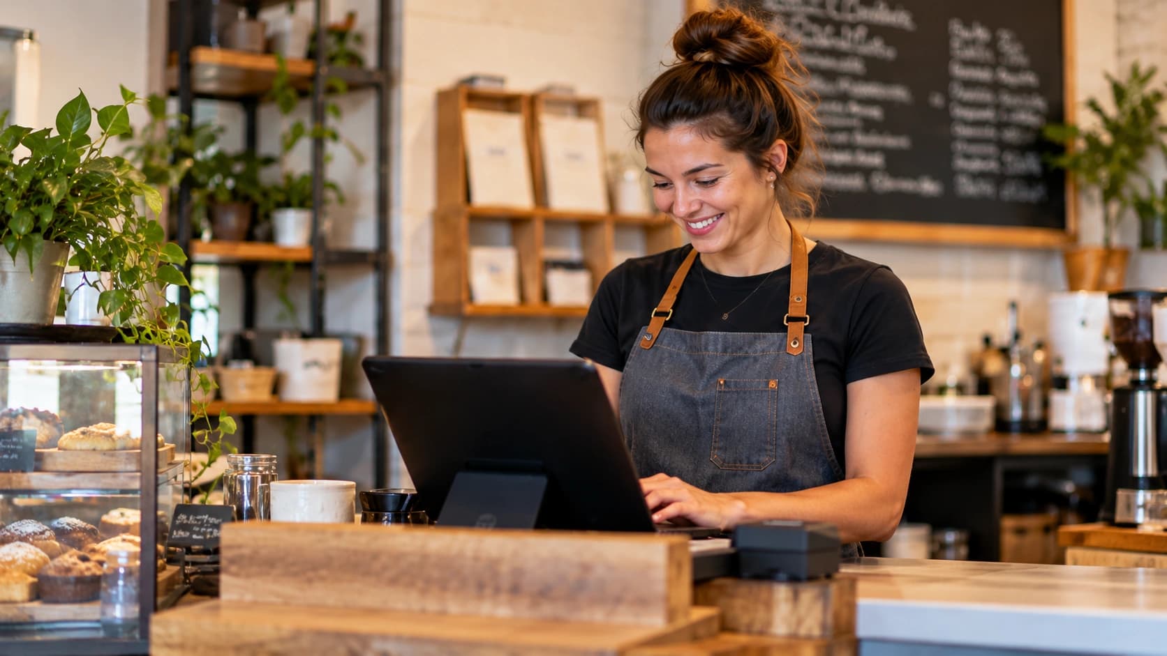 A barista in a café workplace